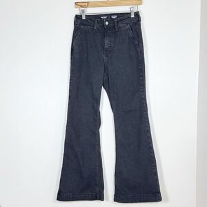 Old Navy Womens Flare Trouser Jeans Size 2 Washed Black High Rise Minimalist